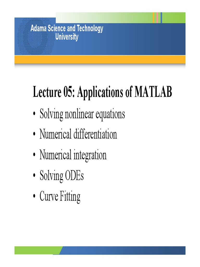 Numerical Differentiation And Integration Matlab Code