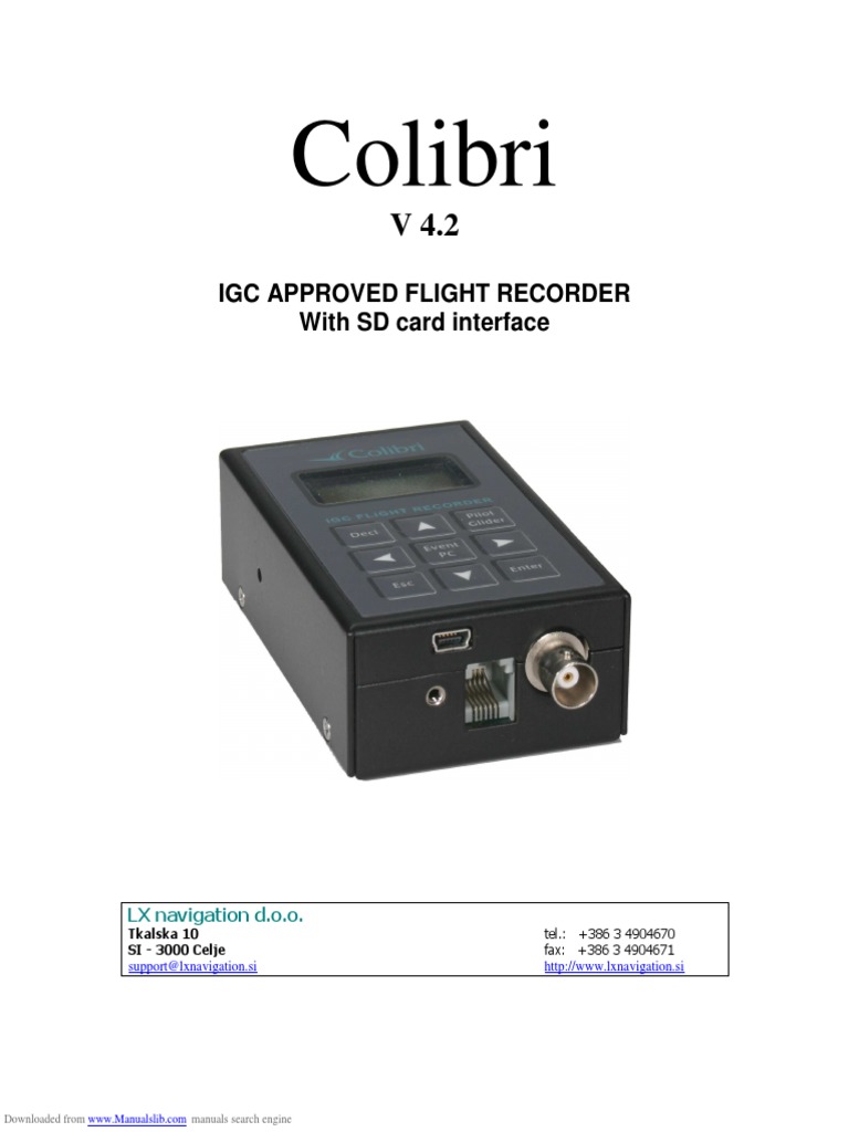 Colibri V4.2 Flight Recorder Manual | PDF | Usb | Personal Computers