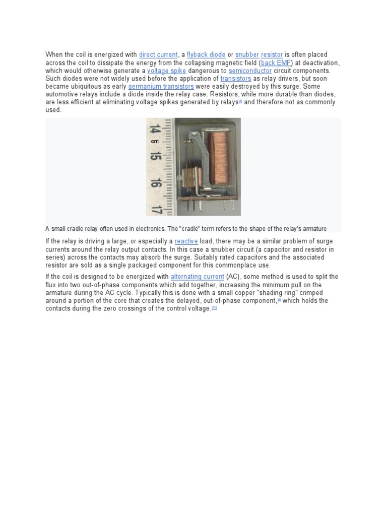 Direct Current Flyback Diode Snubber Resistor Back EMF Voltage Spike