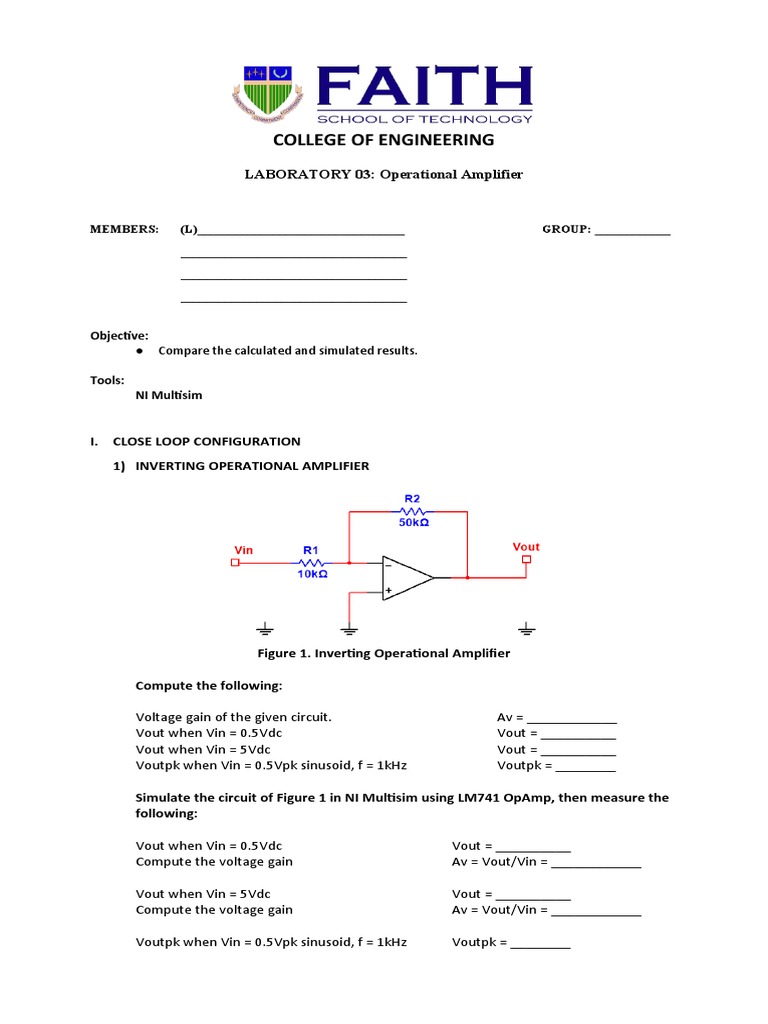 Analysis of Operational Amplifier Circuits Through Simulation and ... Circuit Diagram
