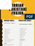 Indian Pakistani Fusion Cuisine Menu