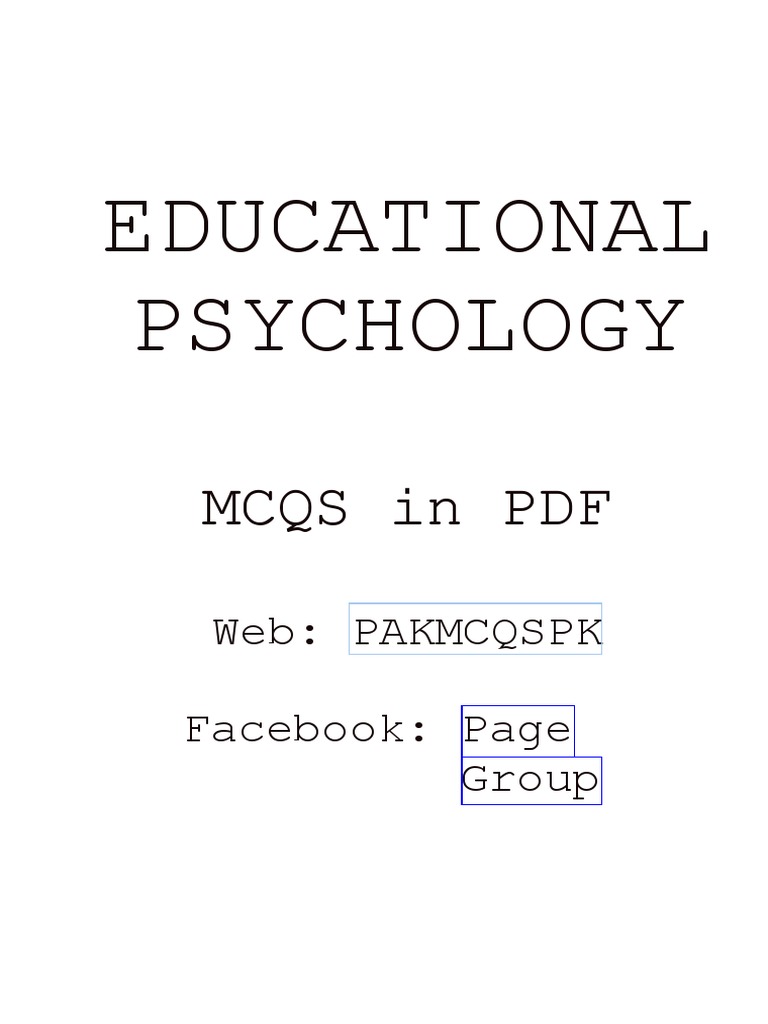 Educational Psychology Mcqs in PDF PDF