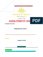 Assignment - No:01: Department of Education