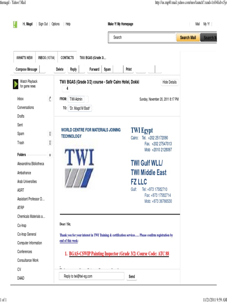 TWI BGAS Grade 3 2 Course Safir Cairo Hotel Dokki PDF Internet