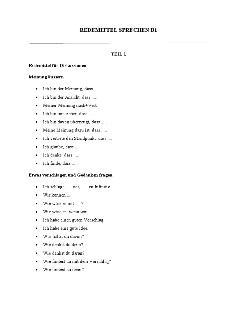 Redemittel sprechen b1 pdf