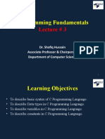 Programming Fundamentals: Lecture # 3