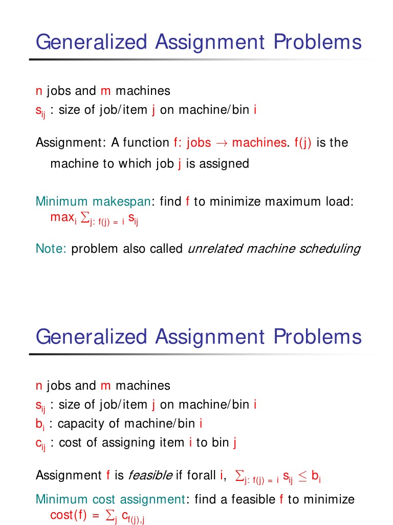 the generalised assignment problem