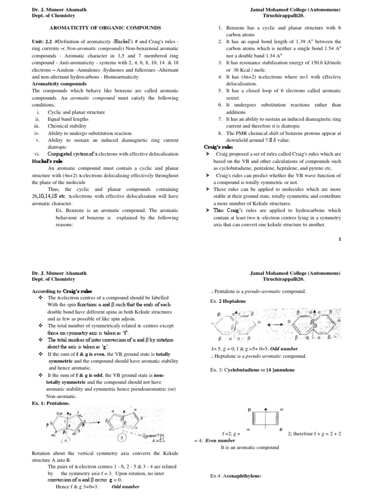 Understanding Aromaticity in Organic Compounds | PDF | Aromaticity ...