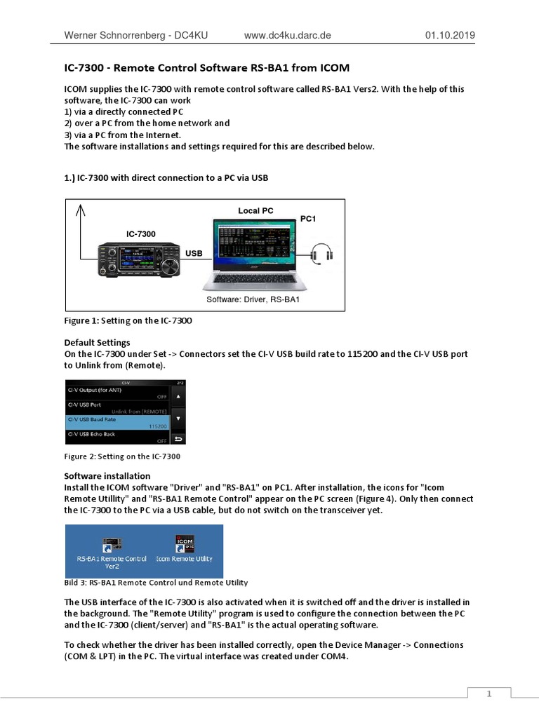Remote Operation of the ICOM IC-7300 Transceiver via a Directly ...