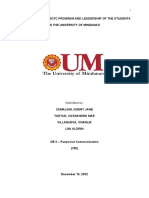 Effectiveness of Rotc Program and Leadership of The Students in The University of Mindanao