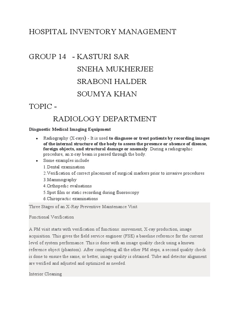 Radiology Equipment Inventory Management | PDF | Gastrointestinal Tract ...