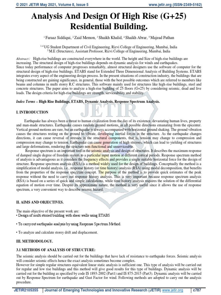 Analysis and Design of High Rise (G+25) Residential Building | PDF ...