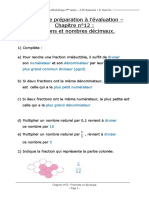 Dossier de Préparation À L'évaluation - Chapitre N°12: Fractions Et Nombres Décimaux