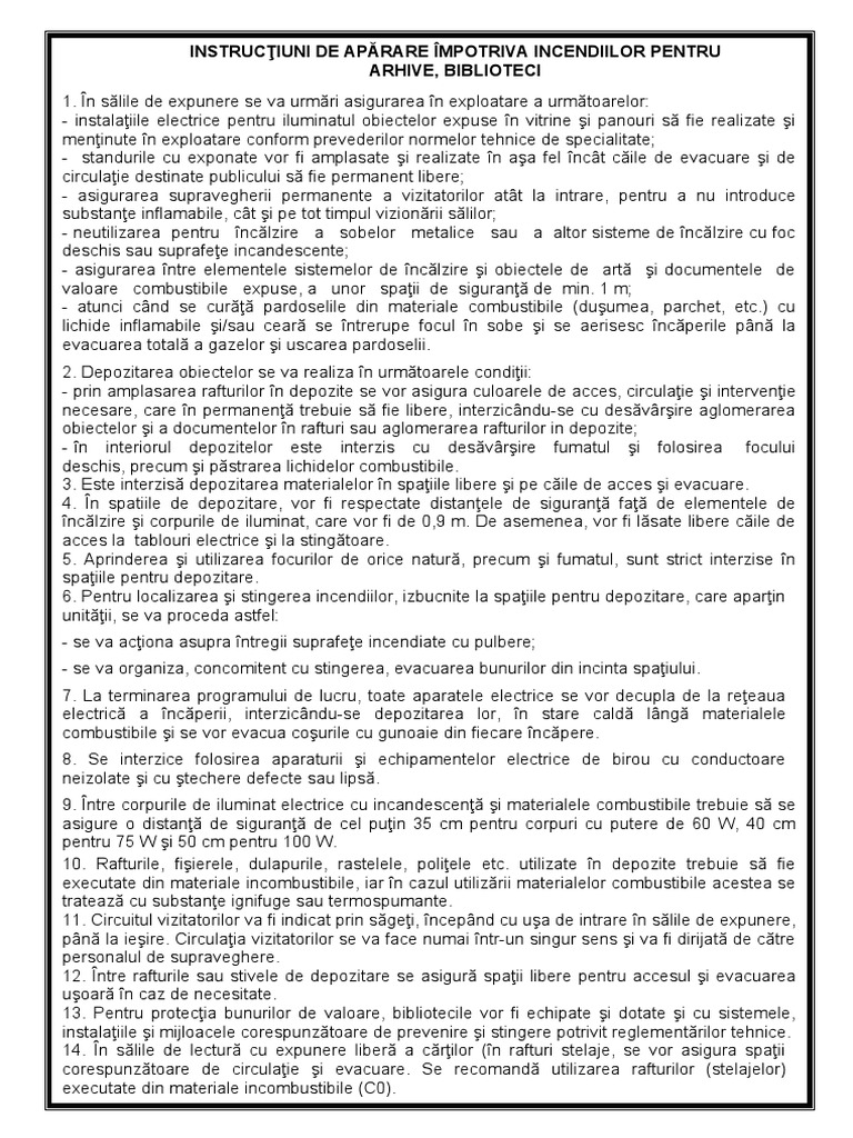 Instructiuni PSI Biblioteci, Arhive ULT | PDF