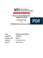 Faculty of Business and Communications: Individual Project For MGT6202E Business Research Methods