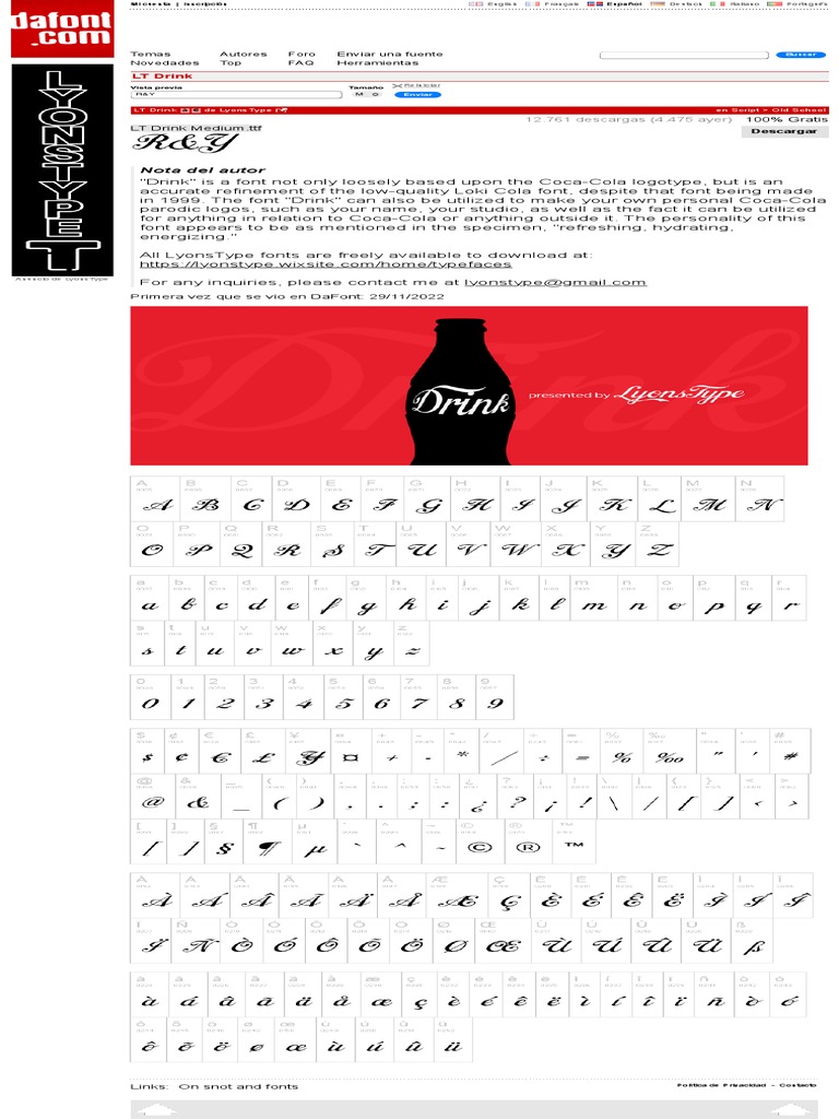 LT Drink Font Overview and Download | PDF