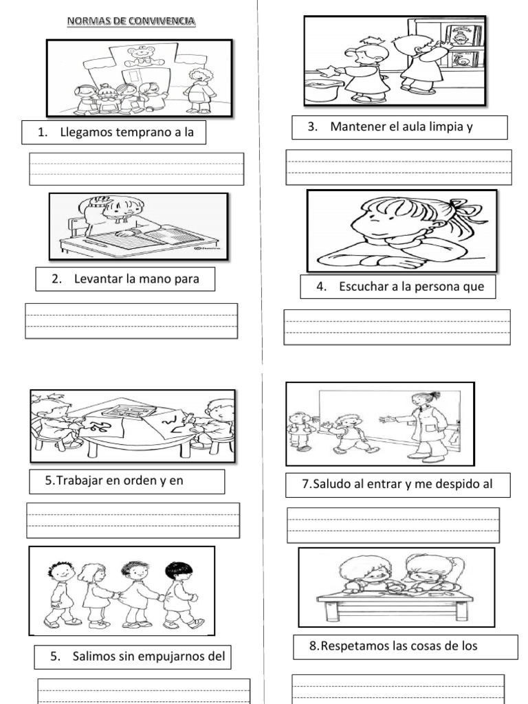 Normas de Convivencia para Colorear | PDF
