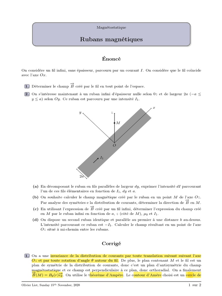 Rubans Magnétiques: Énoncé, PDF, Physique mathématique