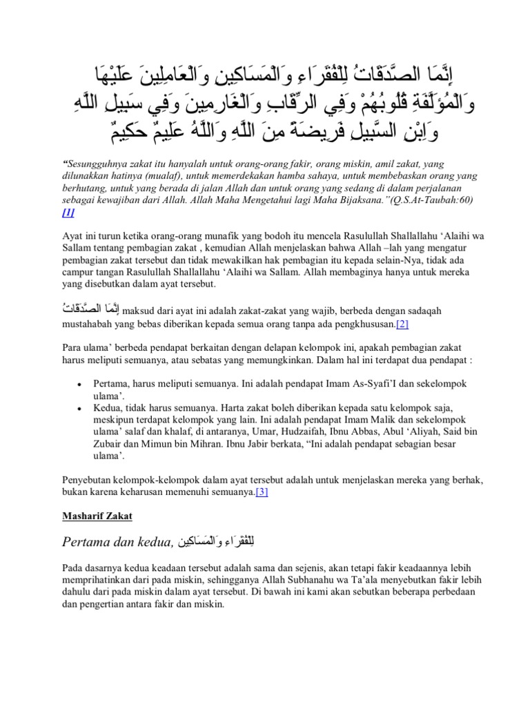 Tafsir Surah At Taubah Ayat 60 Asnaf Zakat