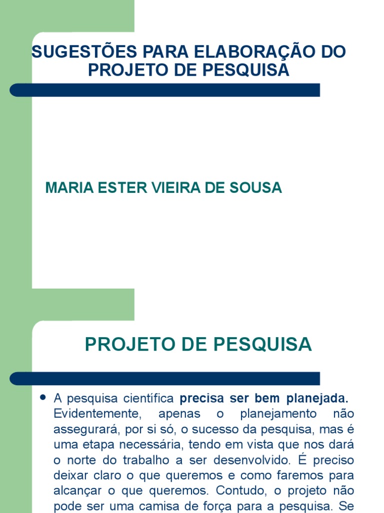 Modelo de Projeto de Pesquisa | PDF | Método científico | Lição