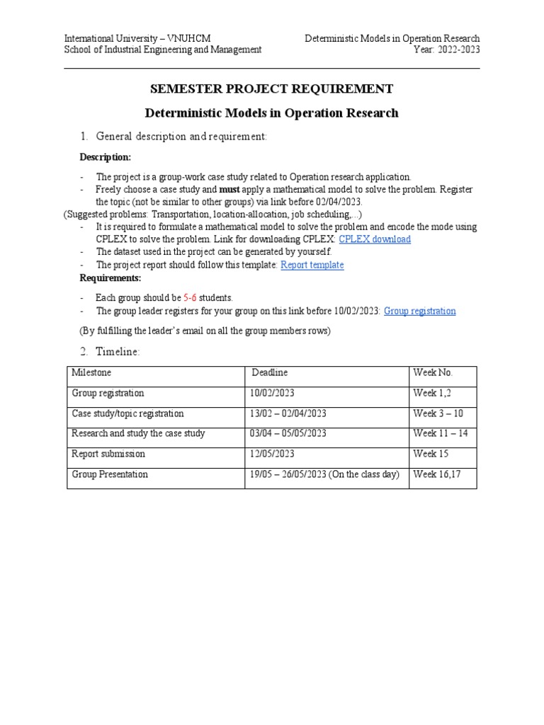 Operation Research Introduction Parts