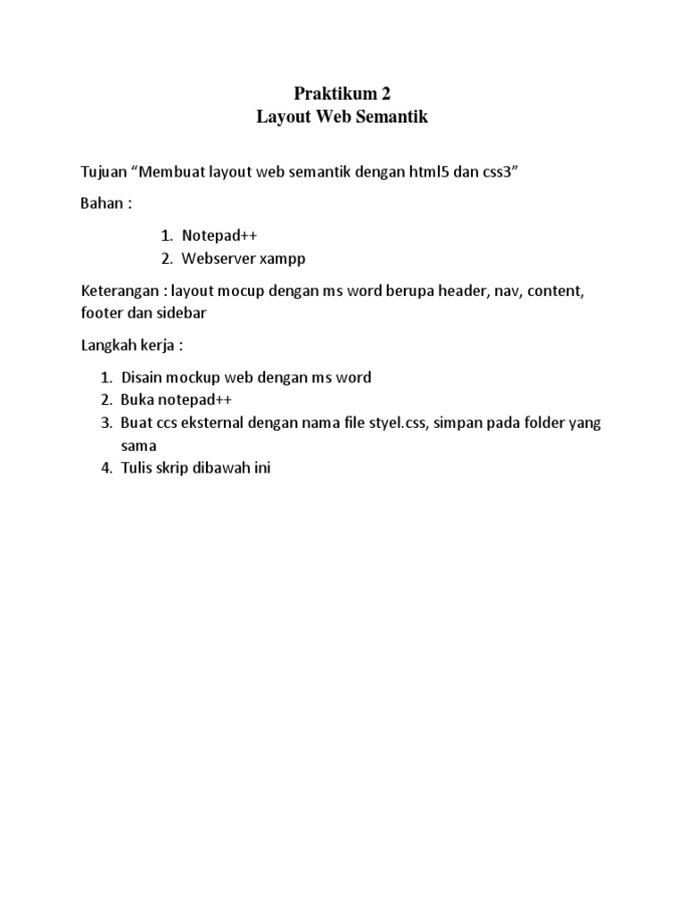 Layout Web Semantik dengan HTML5 & CSS3 | PDF