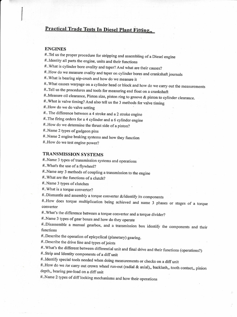 Trade Test Questions | PDF