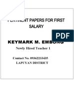Pertinent Papers For First Salary Keymark M. Embong: Newly Hired Teacher 1