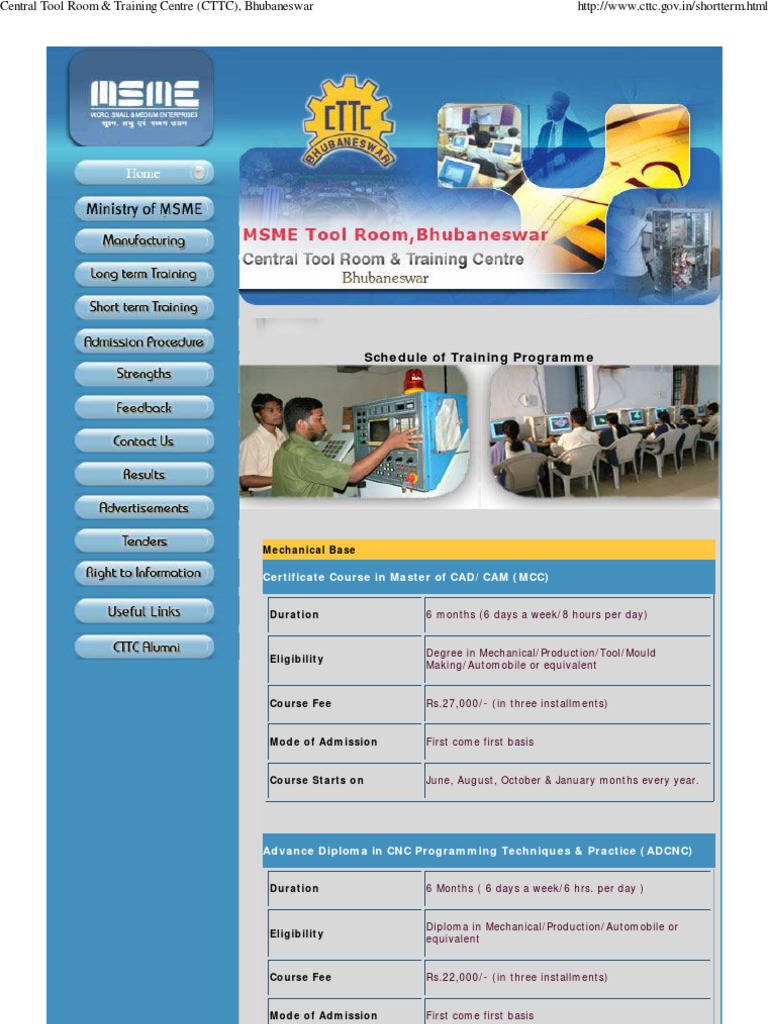 Central Tool Room & Training Centre (CTTC), Bhubaneswar Diploma