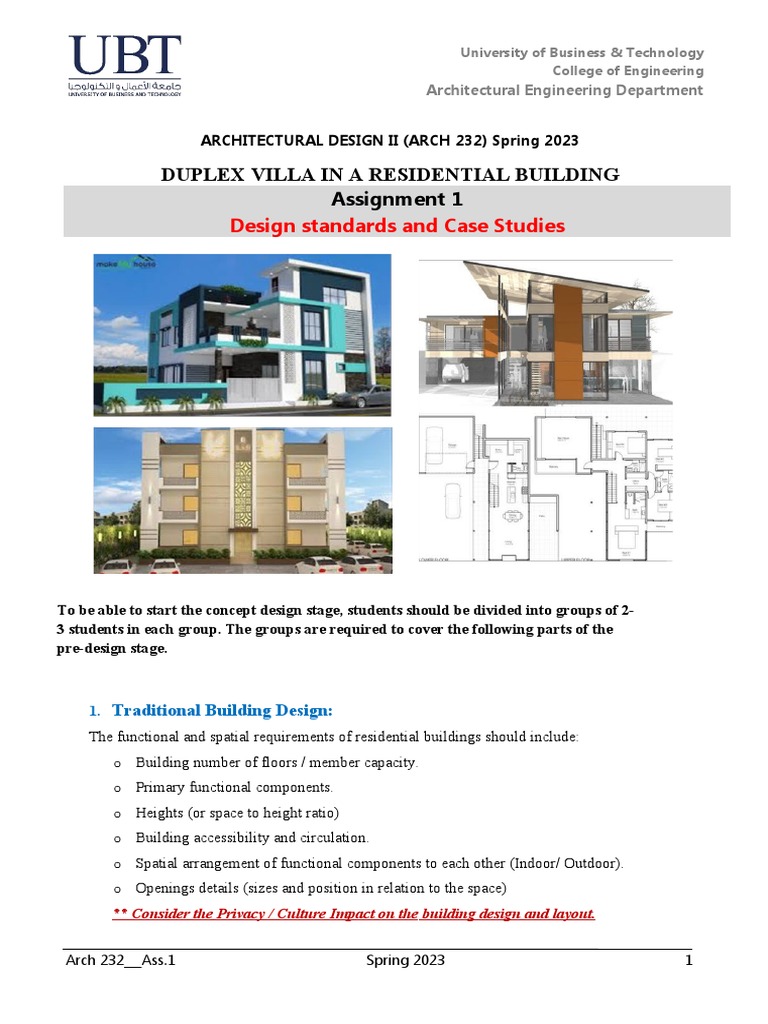 Duplex Villa Design Assignment Guide | PDF