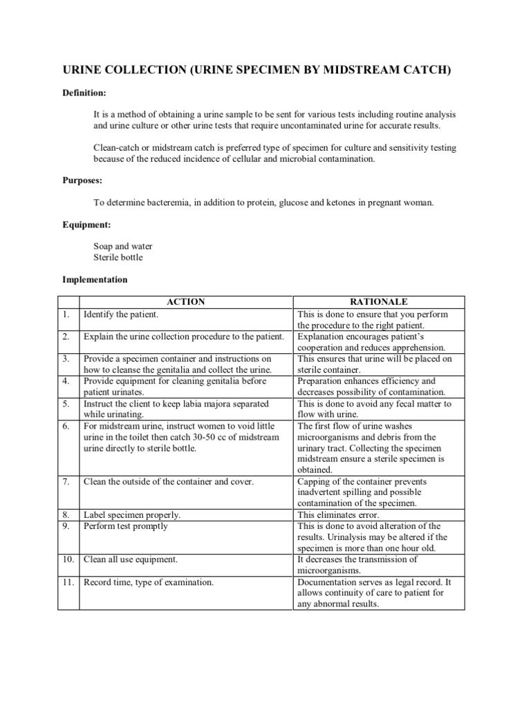 Midstream Urine Collection Guide | PDF