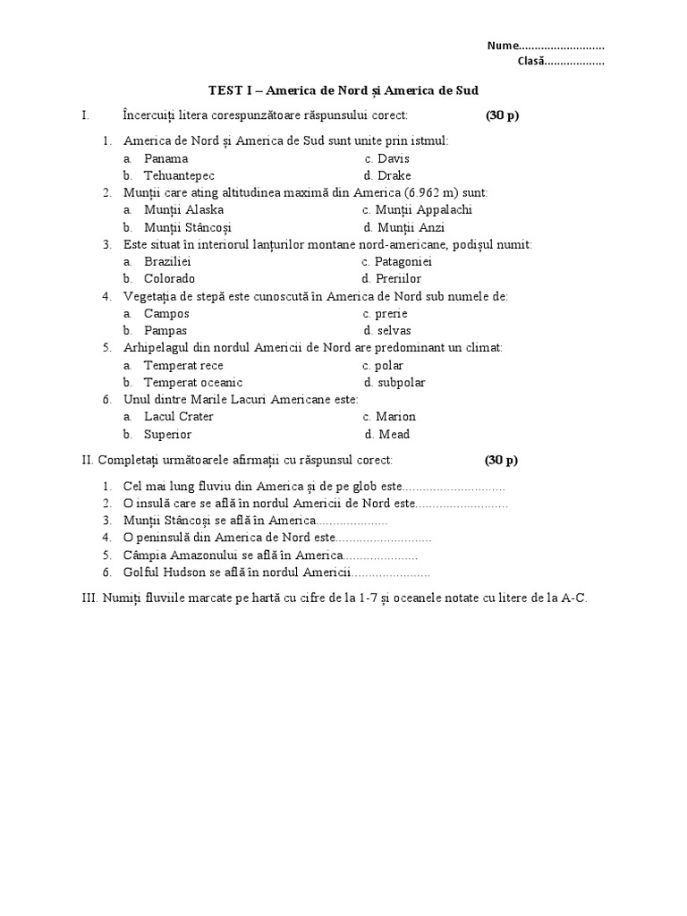 TEST I-America | PDF