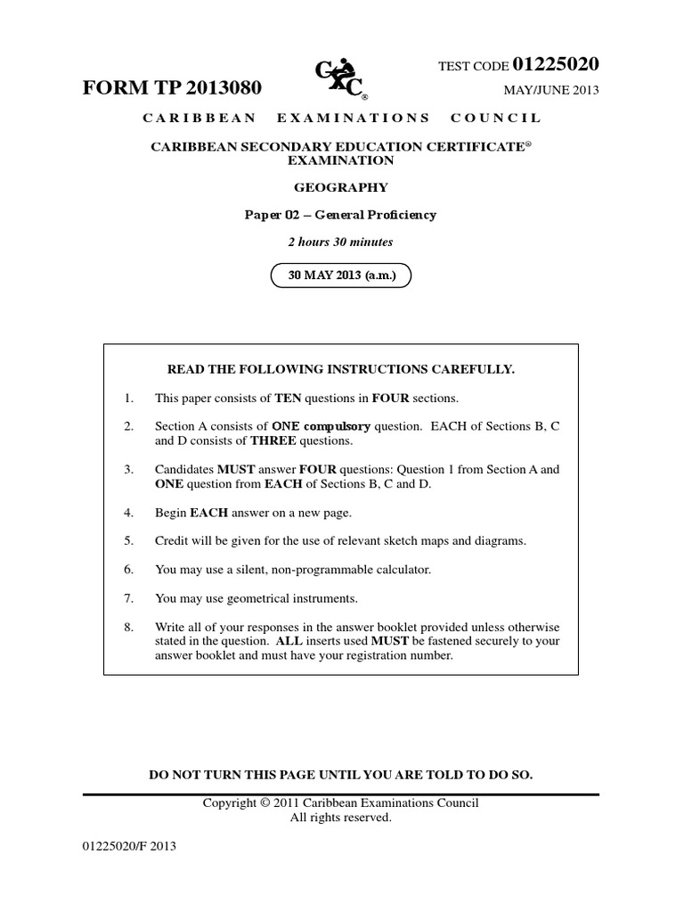 Csec Geography June 2013 P2 Pdf Natural Disasters Hazards