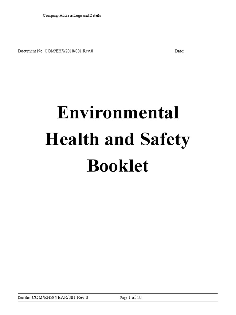 Environmental Health and Safety Booklet for Company Contractors PDF