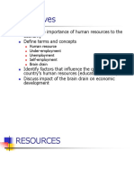 Objectives: Explain The Importance of Human Resources To The Economy Define Terms and Concepts