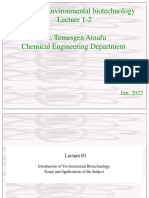 Course On Environmental Biotechnology Lecture 1-2 Dr. Temesgen Atnafu Chemical Engineering Department