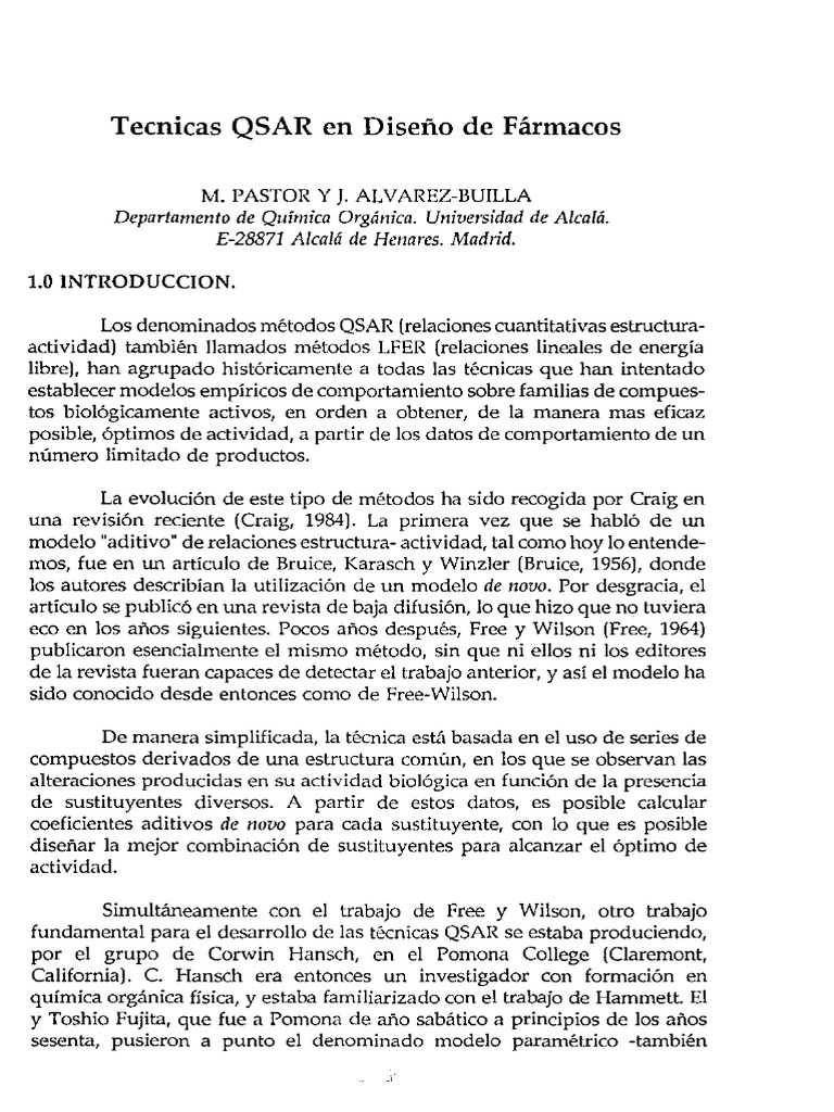 Qsar Pdf Relación Cuantitativa Estructura Actividad Moléculas
