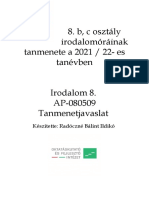 B, C Osztály Irodalomóráinak Tanmenete A 2021 / 22-Es Tanévben Irodalom 8. AP-080509 Tanmenetjavaslat