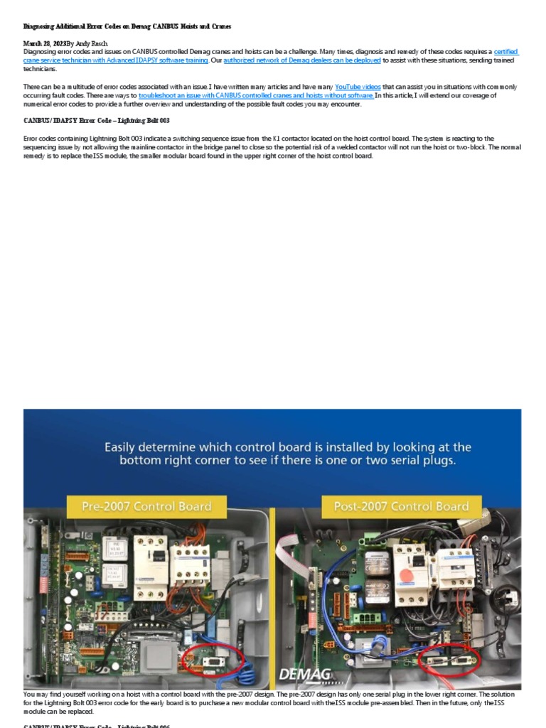 Diagnosing additional error codes on demag canbus hoists pdf