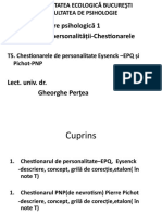 Disciplina:Testare Psihologică 1 Psihodiagnoza Personalităţii-Chestionarele