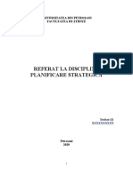 Referat La Disciplina Planificare Strategică: Universitatea Din Petroşani Facultatea de Ştiinţe