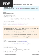 Linear Algebra Resupply Date X. Dual Space