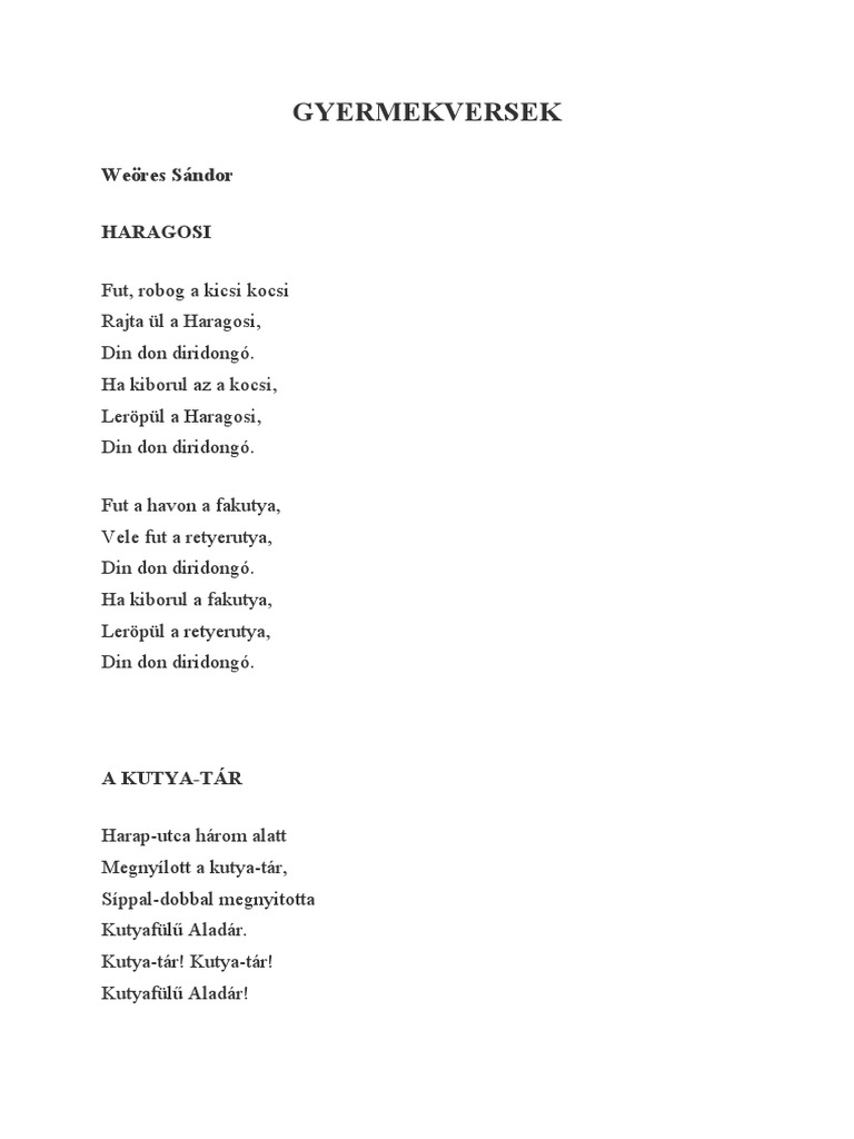 Gyermek Verse K | PDF