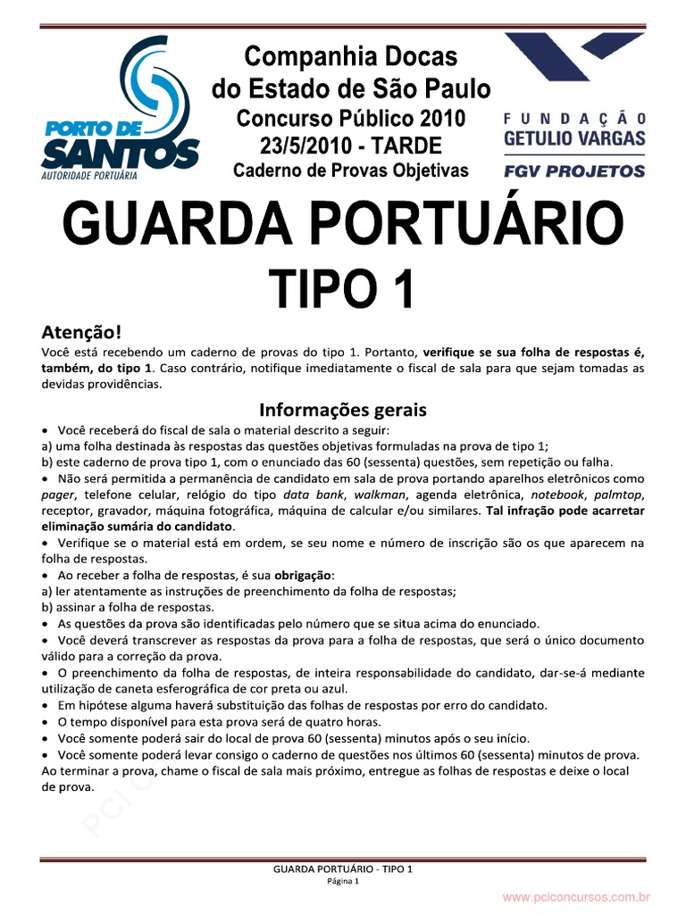 Codesp Guarda Portuario Tipo 1 | PDF | Technology & Engineering