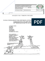 Avaliação Potugues 4 Ano