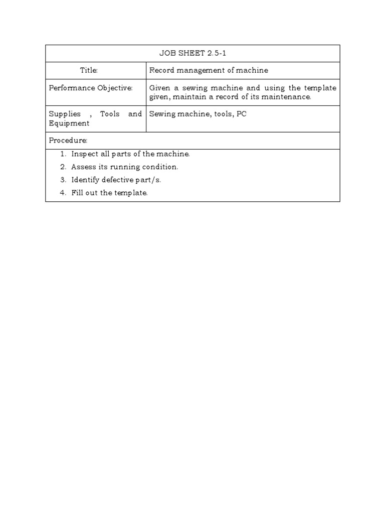 Sewing Machine Maintenance Record Guide | PDF