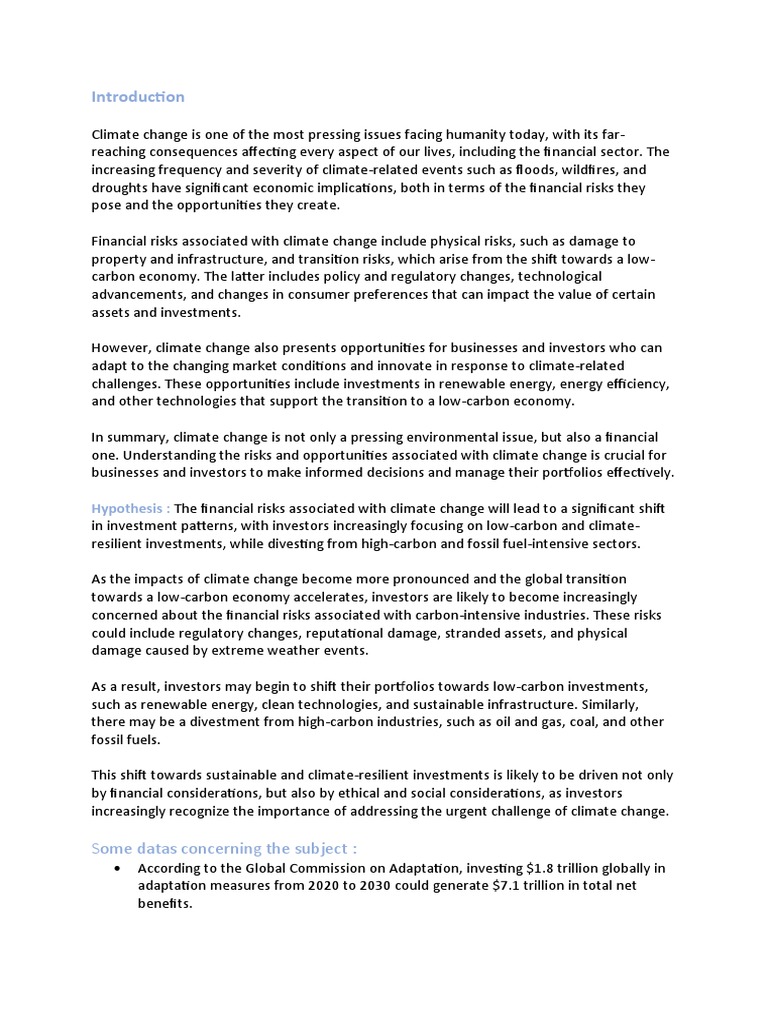 Financial Risks of Climate Change | PDF | Climate Change | Low Carbon ...