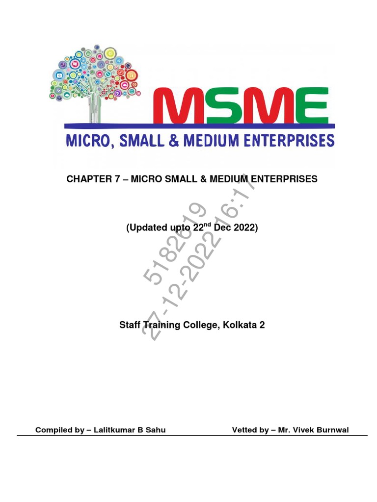 Micro Small & Medium Enterprises | PDF | Reserve Bank Of India | Small ...