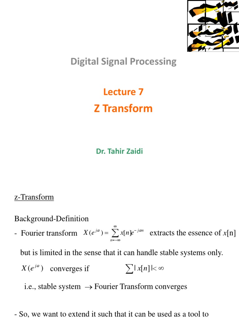 Digital Signal Processing Z Transform PDF Mathematical Analysis