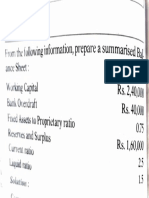 Balance Sheet Summary from Financial Ratios